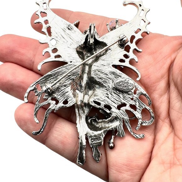 Kirks Folly Womens Pin Pendant Crystal Silver Tone Owl Black Cat Witch Fairy - Picture 3 of 3